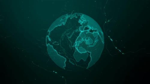 Digital Earth Globe Rotation with Futuristic Network Animation