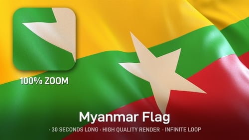 Realistic Waving Myanmar Flag Seamless Loop