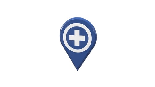 3D Animated Medical Location Pin with Cross Icon