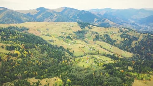 Aerial Flight in Carpathian Mountains