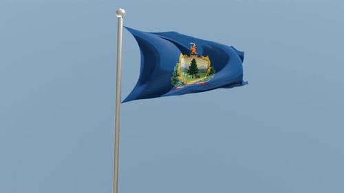 Realistic Waving Vermont State Flag Animation