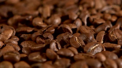Brown, Roasted Coffee Beans, Close Up, Rotation, Background