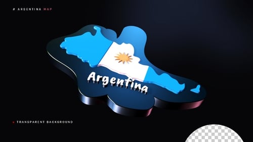 3D Animated Map of Argentina Flag with Name
