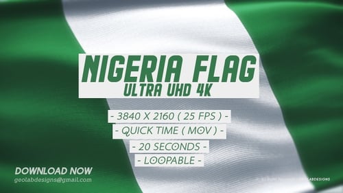 Realistic Waving Nigerian Flag Loop