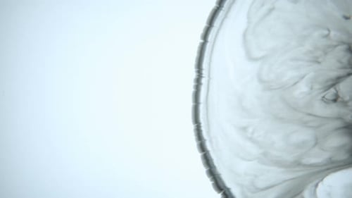Abstract Ink Flowing Through Light Grey Liquid