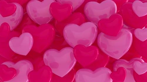 Animated Glossy Pink Hearts Looping Background for Romance