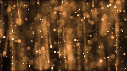 Elegant Falling Golden Particles and Bokeh Lights Celebration Background