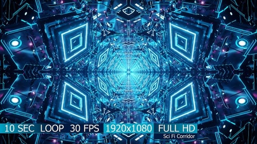 Futuristic Neon Digital Tunnel Background Loop