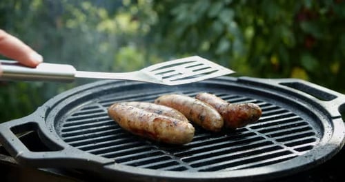 Delicious Homemade Sausages Are Grilled.