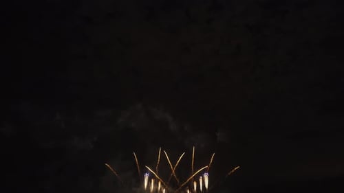 International fireworks festival display at night. Variety of colorful fireworks in holidays