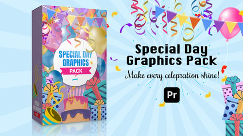 Special Day Pack for Premiere Pro – 100+ Festive Elements + 15 Scenes (4K/HD/Square/Portrait)