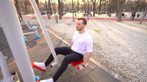 Man doing sports in the park.
