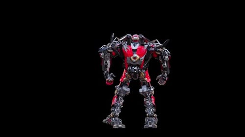 Animated Red Robot Dancing with Energetic Moves