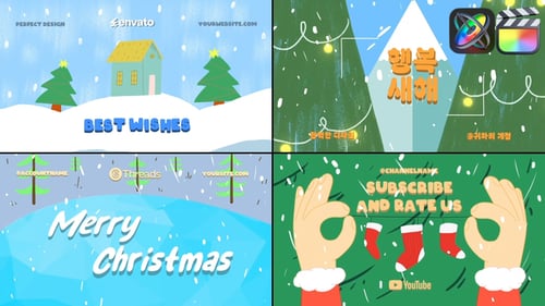 Cartoon Christmas Animated Typography Scenes