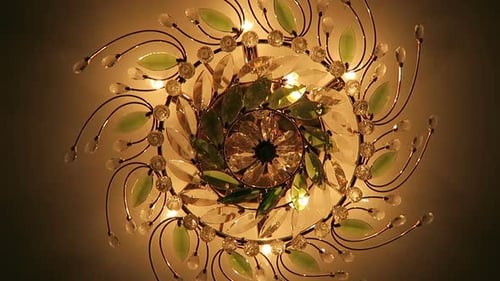 Close up of an Ornate Crystal Chandelier