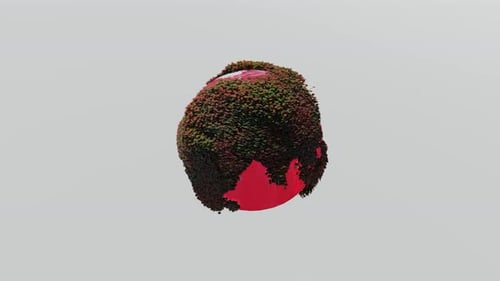 The earth rotates with a sea of blood