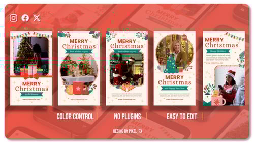 Animated Christmas & New Year Greetings for Social Media Stories