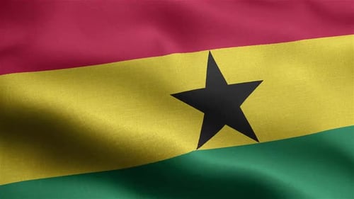Animación de primer plano ondeando la bandera de Ghana