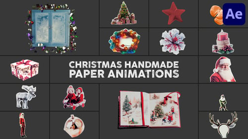Festive Christmas Paper Craft Animated Elements Pack
