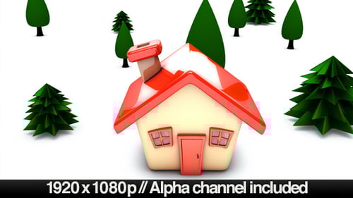 Simple Cartoon House Building On Concept - Alpha