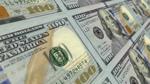 Seamless Loop of Panning 100 Dollar Bills