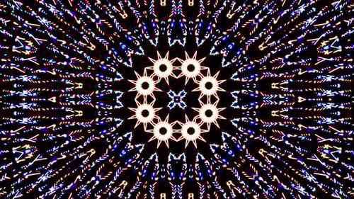 Abstract Kaleidoscope Pattern with Glowing Neon Lights