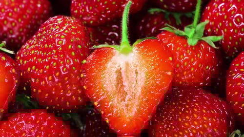 Fresh Red Strawberries Close Up