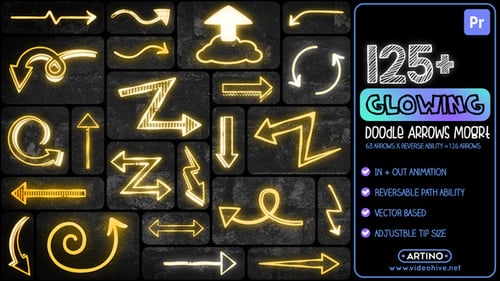 125+ Glowing Doodle Arrows Pack Mogrt