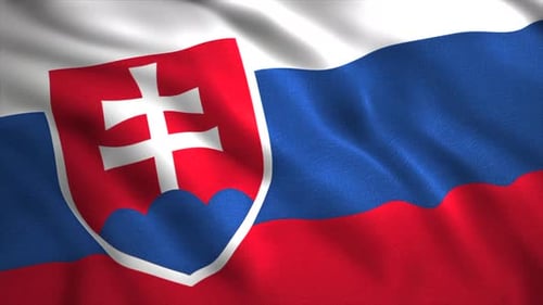 Realistic Slovakia Flag Waving Animation with Fabric Texture