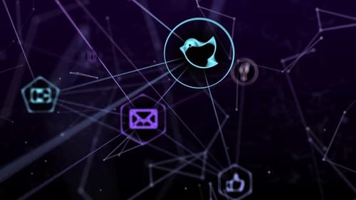 Abstract Network of Digital Technology Icons Animation