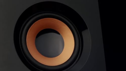 Speaker Vibrate on Black Background Close Up