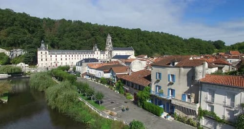Benedictine Abbey of Brantome and river and surrounding