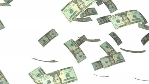Falling US Twenty Dollar Bills Seamless Loop Animation