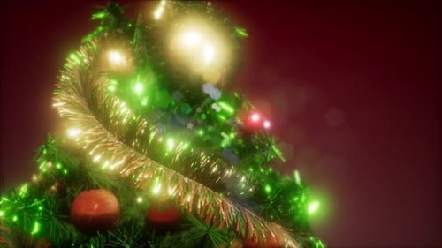 Glowing Christmas Tree with Star and Festive Lights Animation