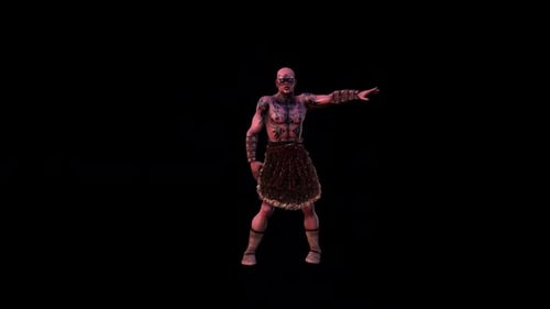 3D Animated Stylized Tribal Warrior Performing Expressive Dance