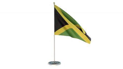 Realistic Animated Jamaican Table Flag Waving