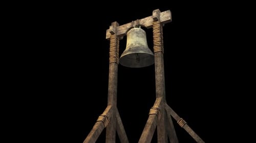 Ringing Vintage Bell on Wooden Frame with Alpha