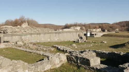 GAMZIGRAD, SERBIA - DECEMBER 25, 2017 Ancient architecture of palaces inside Felix Romuliana built