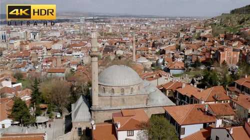 Aerial View of Historic City with Mosque