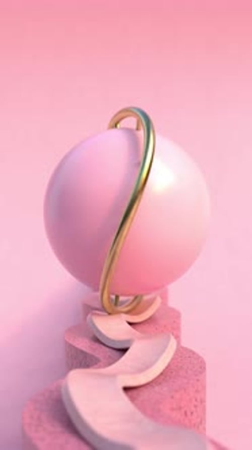 4K video animation. Looped animated background of a sphere sliding on a wavy line.