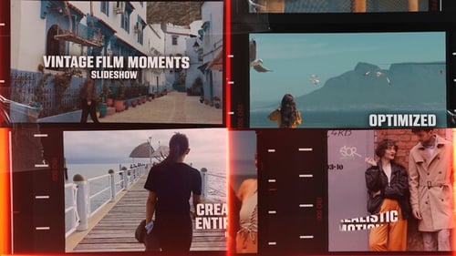 Vintage Filmstrip Slideshow with Retro Cinematic Overlays