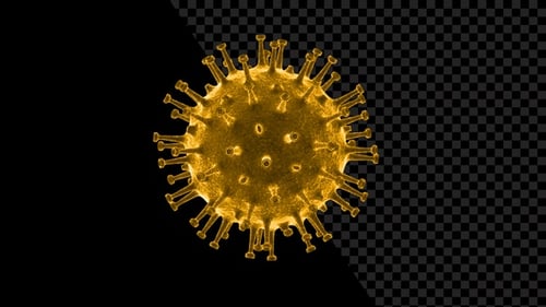 Microscopic Golden Virus Cell Rotation 3D Animation
