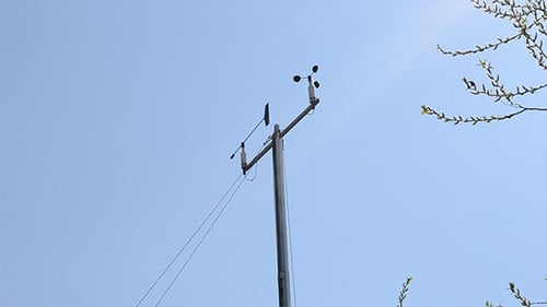 Anemometer Measuring Wind Speed on Sunny Day