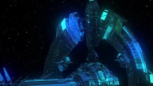 Futuristic Sci-Fi Space Station Opening Portal Animation