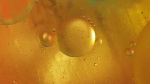 Bubbles in Golden Liquid Abstract Background