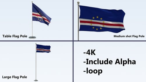 Cape Verde Flag Waving Animation with Alpha Channel