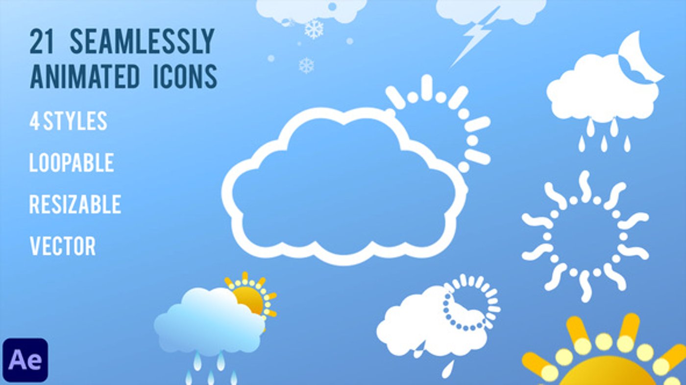 Animated Weather Forecast Icon Pack, Elements ft. cloud & cloud text ...