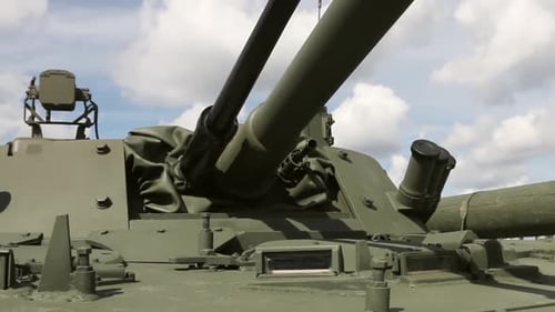 Close Up of Green Military Tank on Display