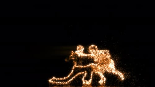 Dynamic Particle Animation of Two Figures Fighting