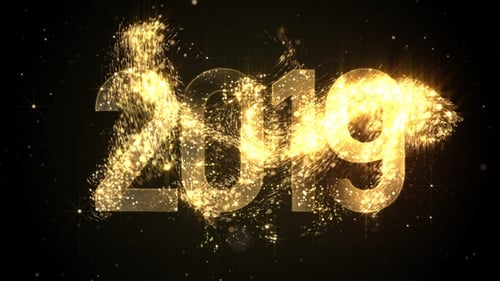 Gold Particle New Year Countdown with Fireworks Animation